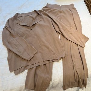 Tan Brown Waffle Lounge Set